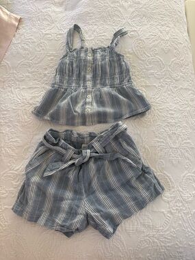 Abercrombie Striped Blue & White Two-Piece Tank and Shorts Set